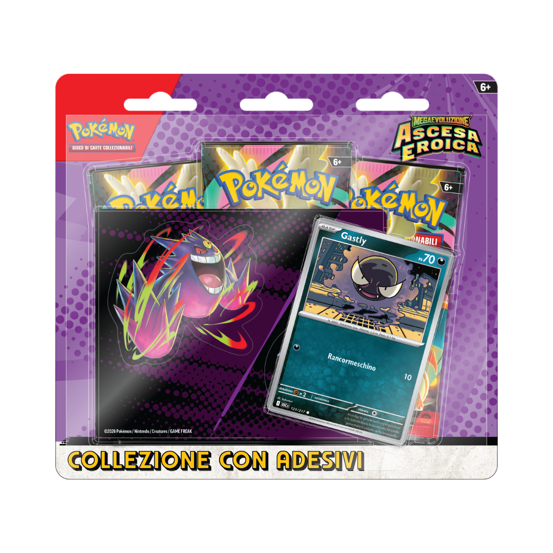 POKÉMON - Megaevoluzioni - Ascesa Eroica - Collezione con adesivi Mega Gengar - ITA