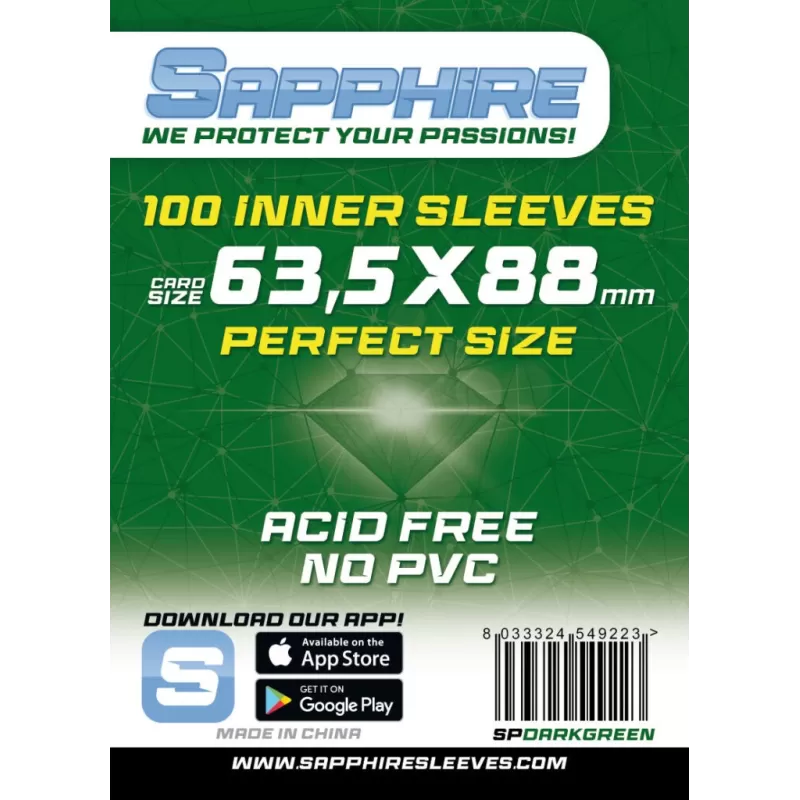 Sapphire - Dark Green (63,5x88mm) - Inner Sleeves (100 Sleeves)