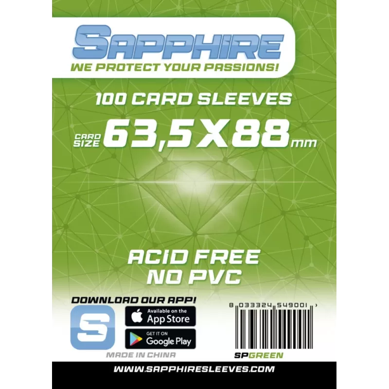 Sapphire - Green (63,5x88mm) - Card Sleeves (100 Sleeves)